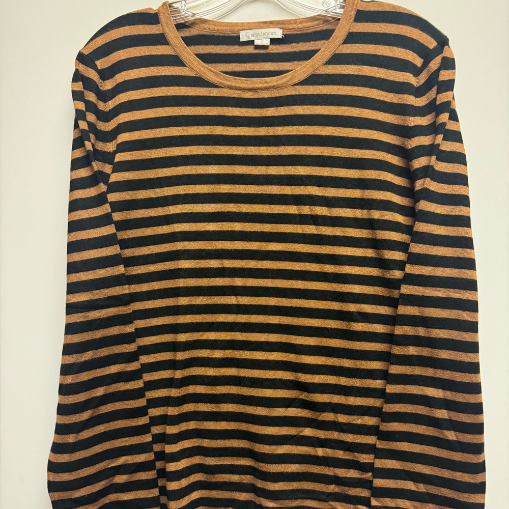 Black and Gold Striped Long Sleeve Top